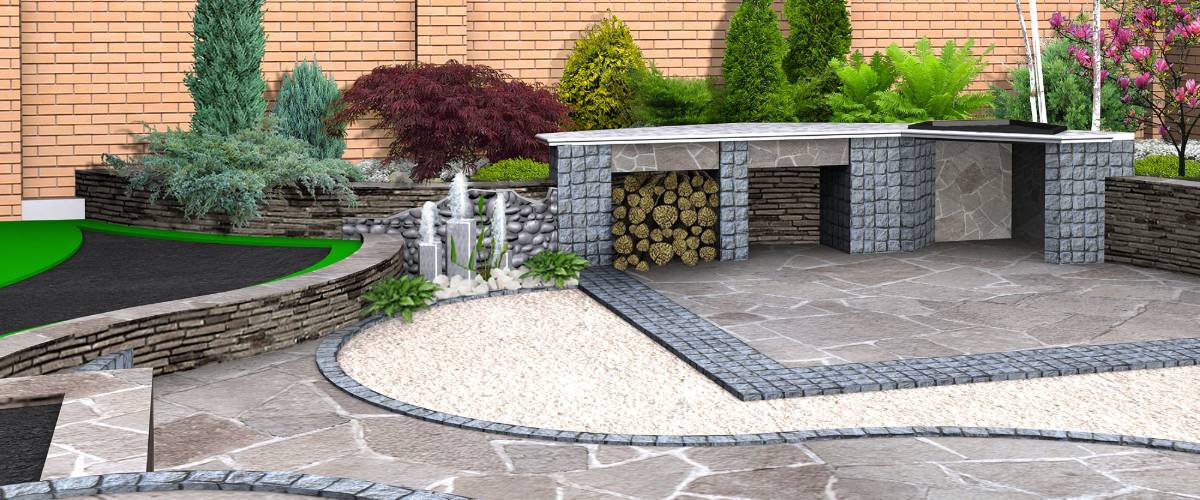 stamped concrete backyard in Chicago, IL